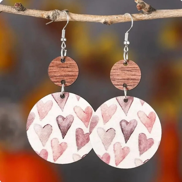 Unbranded Jewelry - Hearts Wooden Heart Dangle Earrings New